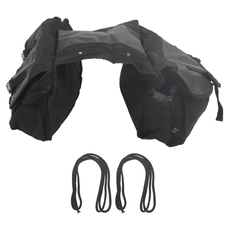 Bicycle Rear Seat Bag Black Large Capacity Canvas Waterproof Elastic