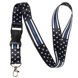 Smart School Educational Products Thin Blue Line Lanyard - Vibrant Colors, Quick Release Buckle for Keys and ID Badges (Blue Line)