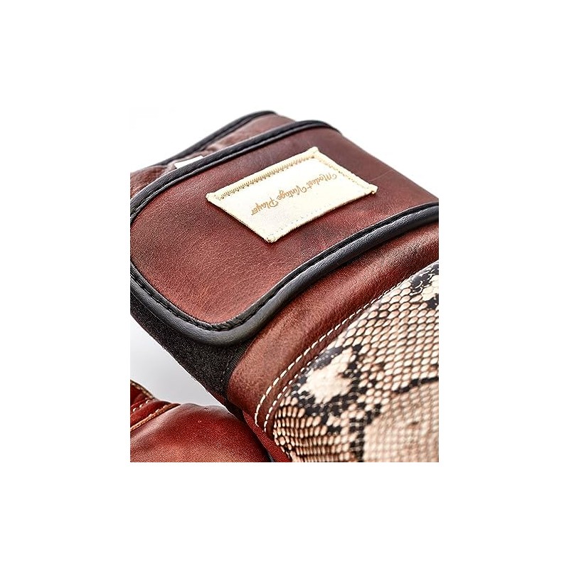 Modest Vintage Player PRO Snake Skin Leather Boxing Gloves (Strap