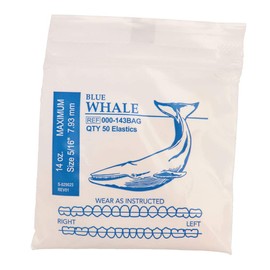 American Orthodontics Elastics Wildlife Blue Whale | Maximum, 14 Oz, 5/16" Size, 50 Packs Per Box, 2,500 Total | Made in The USA | Exacting Dimensions, Precision Cutting, Top Quality Latex Tubing
