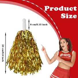 Lovecheer 24PCS Red and Gold Pom Poms Cheerleading Metallic Cheer Pom Poms with Handle for Team Sports Spirit Games Cheering Squad Training