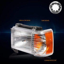 PM PERFORMOTOR PMHL-F150-8791-OEM Factory OE Style Headlights Replacement Compatible with 1987-1991 F150 F250 F350