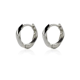 LUXSTAR Hoop Earrings, Twisted Ring, 925 Silver, Gold, Silver Binaural Set, Men's, Women's, Silver