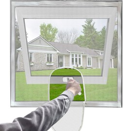 Mellroom Adjustable Window Screen Replacement kit with Zipper Opening, Fiberglass White 47in X 47in (120X120cm) can be Cut,Keep Bugs Mosquitoes Out,Insect Protection Nets for Household Purposes