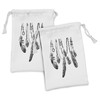 Lunarable Tribal Fabric Pouch Set of 2, Historical Style Feathers