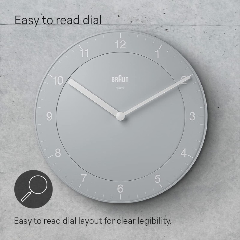 Braun Classic Analogue Wall Clock with Quiet Quartz Movement, Easy