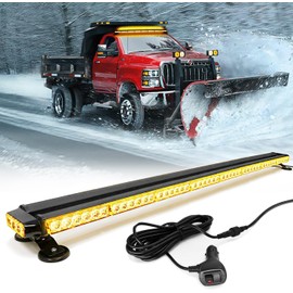 FOXCID 48'' 104 LED Emergency Strobe Rooftop Flashing Light Bar, Double Side Hazard Warning Beacon Safety Lights w/Magnetic for Tow Vehicles Firefighter Cars Trucks Traffic Security,Amber