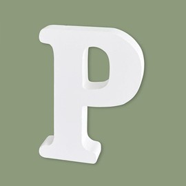 White Wooden Letter 10cm Large Wooden Alphabet Free Standing Wooden Letters for Arts Crafts Home Decor Children's Names Display, P