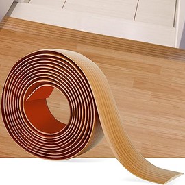 5Ft Floor Transition Strip Self Adhesive Vinyl Cover Floor Strip Flat Divider Transition Strip Wood Grain Design for Laminate Floor Gaps and Doorway Transitions (5Ft x 2 Inch, Light Brown)