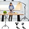 Overhead Phone Tripod for Cooking Videos with Casters, Ring Light