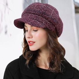 DORRISO Fashion Women's Beret Hat Knitted Peaked Cap Spring Autumn Winter Hat Adjustable Lightweight Soft Painter Hat Beret Hat Octagonal Hat 54-58 cm, Red (red A)
