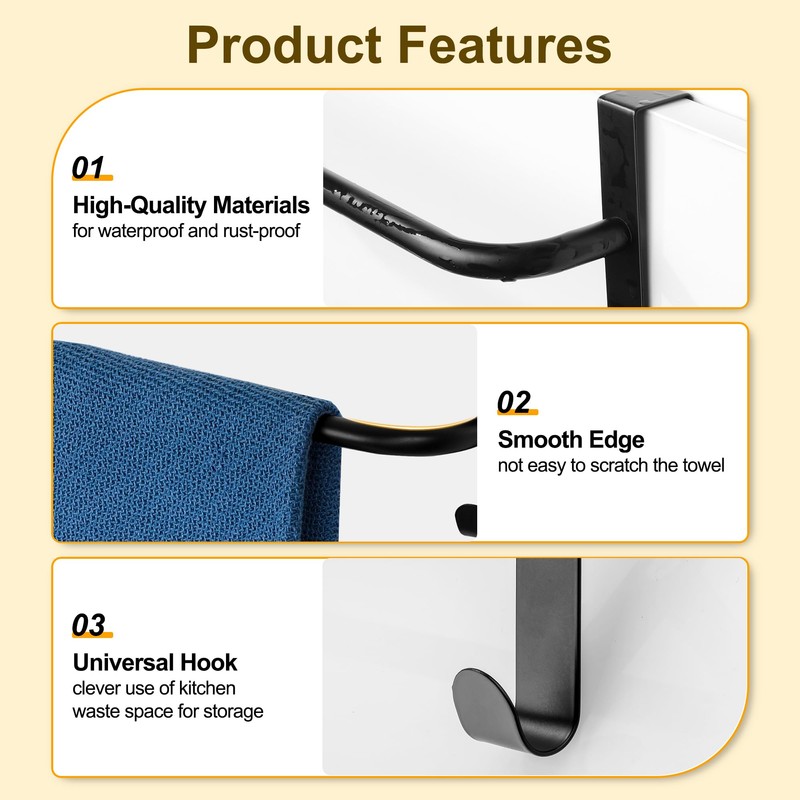 SAYAYO Over Door Towel Rail Black Hand Towel Holder with