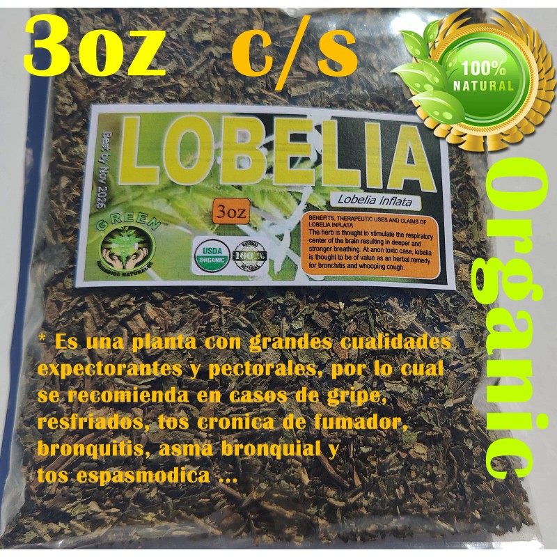 Green Remedios Lobelia, lobelia leaf, Lobelia inflata, lobelia herb, Hierba