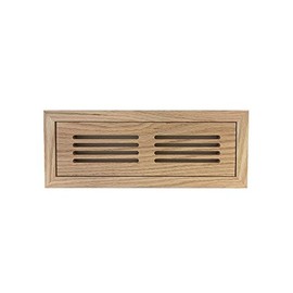 2 Inch x 10 Inch Red Oak Hardwood Vent Floor Register Flush Mount with Frame, Slotted Style, Unfinished
