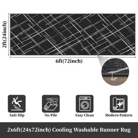 TTelephant Runner Rug Ultra Non-Slip 2x6 Washable Entryway Rug Modern Tear and Stain Resistance No Pile Hand-Woven Style Lightweight Runners for Hallways, Kitchen, Laundry Room, Bedside, Black/Navy