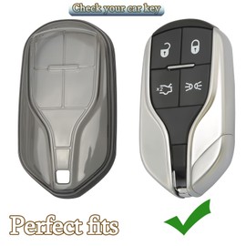 wnilian MFJTCWFZ keyshell keychain for key fob cover, Grey, for maserati B