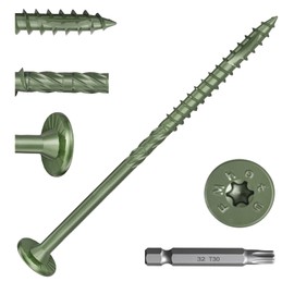 FMhotu #14 Heavy-Duty Wood Screws, Star Drive Deck Screws, Rust Resistant Timber Screws for Timber/Log/Landscaping Wood (6 Inch,50Pcs,Green)