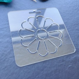 Clear Acrylic Sashiko Stencil, 12 x 12 cm, Traditional Flower Pattern for Hand Quilting and Embroidery (Pattern D)