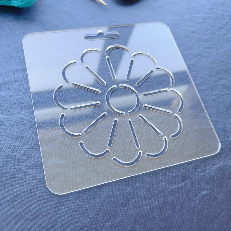 Clear Acrylic Sashiko Stencil, 12 x 12 cm, Traditional Flower