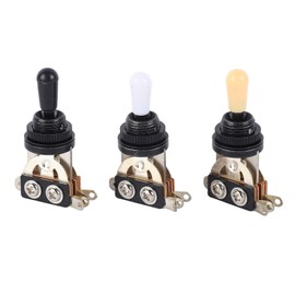 3PCS 3 Way Guitar Toggle Switches Black White Cream Tips Electric Guitar Switches (Black)