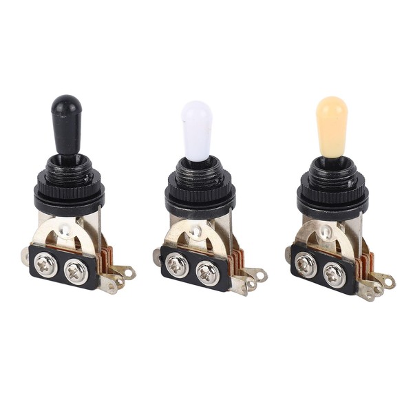 3PCS 3 Way Guitar Toggle Switches Black White Cream Tips