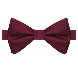 KissTies Mens Pre-Tied Bow Tie Classic Solid Satin Tuxedo Bowties, Burgundy Red