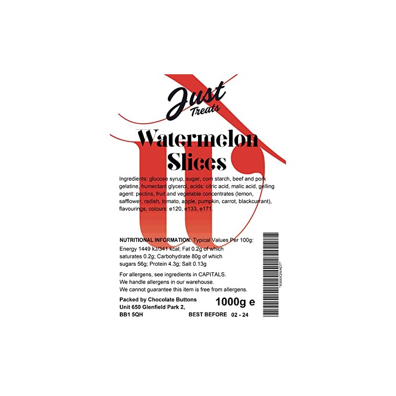 Just Treats Watermelon Slices (wedges) (1 Kilo Party Bag)