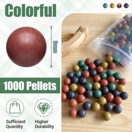 1000 Pcs 3/8 Inch Slingshot Ammo Bulk, Multicolor Biodegradable Clay Sling Shot Ammo Balls for Shooting Target Practice (Black, Dark Red, Yellow, Green)