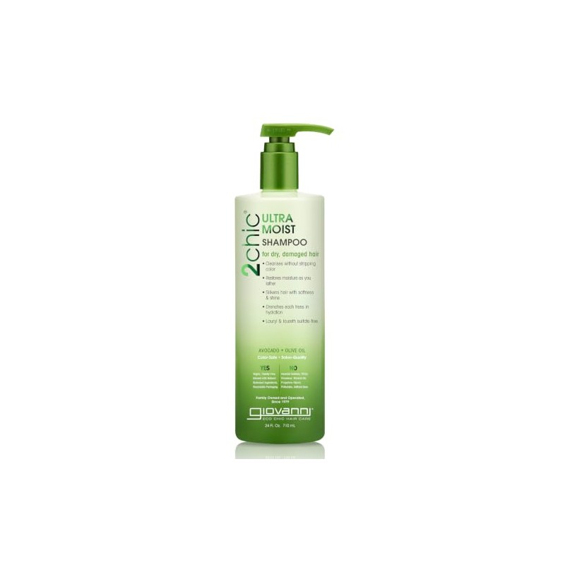 GIOVANNI COSMETICS Ultra-Moist Shampoo, Avocado/Olive Oil, 24 Fluid Ounce