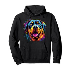 Watercolor Colorful Rottweiler Dog Pullover Hoodie