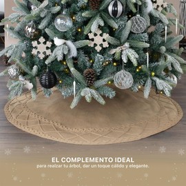 ESQUIMAL Pie de Árbol de Navidad Tejido Tipo Lana, Falda para Pino Navideño (Khaki)