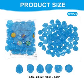 PATIKIL Glowing Stones, 100 Pcs Glow in the Dark Rocks for Indoor Outdoor Fish Tank Decorations Garden Yard Landscaping Gifts for Friends, Dark Blue