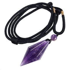 KYEYGWO KYEYGWO Amethyst Doppelte Kristall Punkt Anh?nger fr Damen und Herren, Verstellbare Doppelspitze Edelstein Halskette Kegel Stein Pendel Chakra Schmuck fr Reiki Heilung Dowsing Meditation