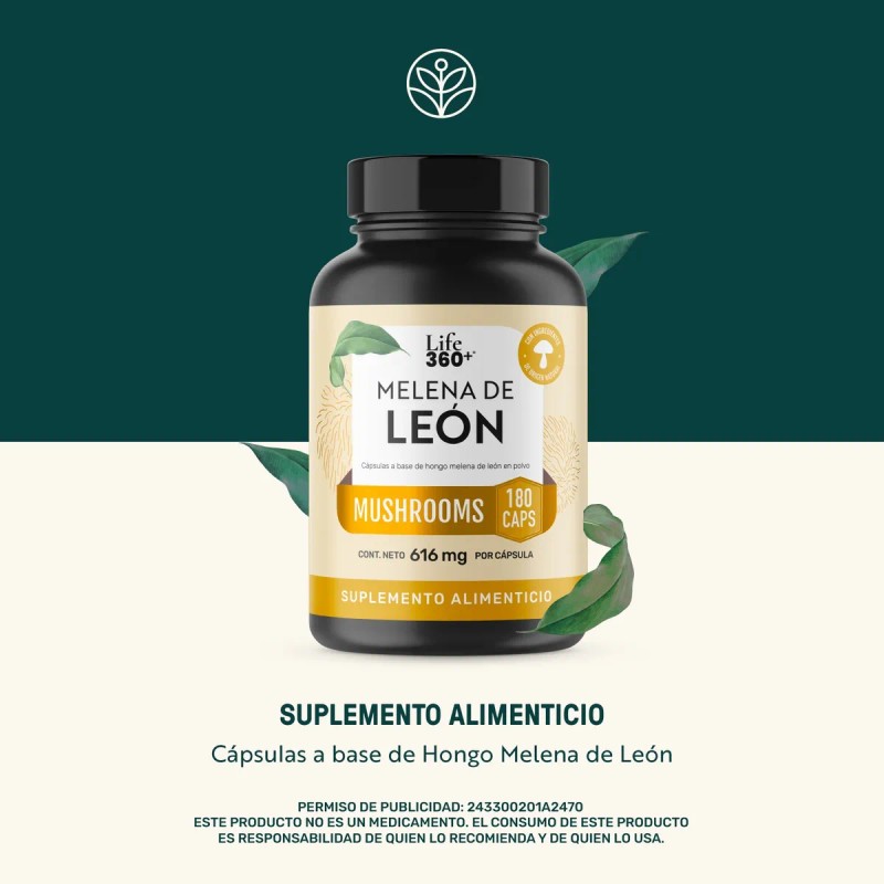 Hongo Melena Leon Life360 180 Cpsulas Melena Leon Mushroom Sin