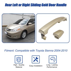FZJDSD Rear Left or Right Sliding Gold Door Handle Compatible with Toyota Sienna 2004 2005 2006 2007 2008 2009 2010 Replace 69213-08020 69227-08040