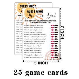 Qoamp Boho Rainbow Guess Who Mom or Dad Baby Shower Games, 25 Sunshine Gender Neutral Cards, Gender Reveal Party Game Set for Women, Men-A29