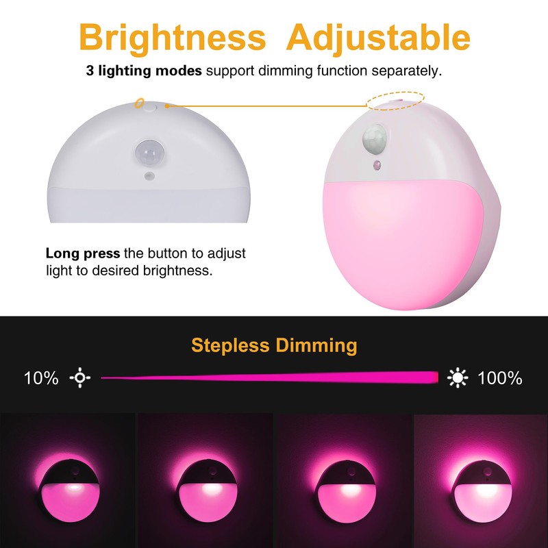 YUNLEX 2 Pack Motion Sensor Night Light, 3 Lighting Modes,