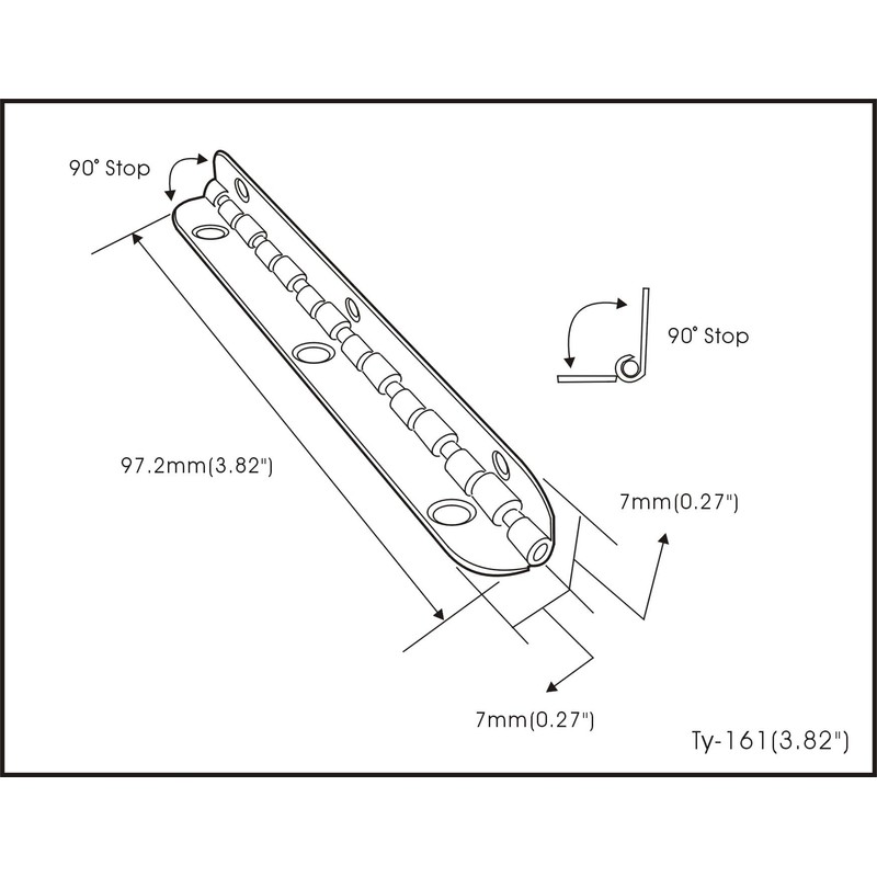 QCAA Solid Brass 90 Degree Inside Stop Small Piano Hinge