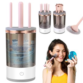 4 in 1 Electric Makeup Brush Cleaner Machine, Automatic Make Up Brushes Cleanser, Portable Beauty Cosmetic Cleaners and Dryers, Washer Set, New Makebrush Cleaning Tool, Cute Brushcleaner Blender Kit