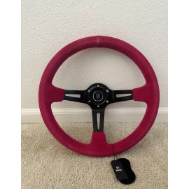 Unbranded 350mm Deep Dish Steering Wheel - Fit 6 hole Hub Like Vertex Nardi NRG Grip
