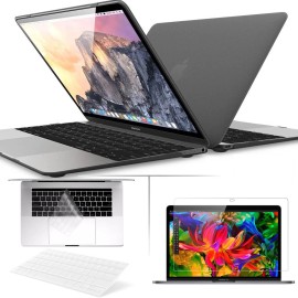 yellowprice Rubberize Case for Apple MacBook Air 13 Inch with Retina Display (Frost Black) - A1932 Air 2018 13" Macbook, Black Case+Black Keyboard Cover+LCD+Sleeve Bag