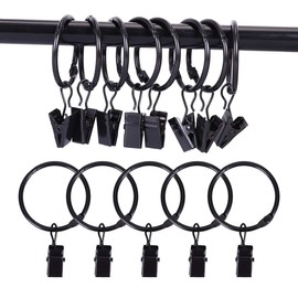 Metal Curtain Clip for Window Bedroom Curtains Openable Black Curtain Rings (2 inch, 24 Pack)