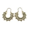 antiqued Gold earrings small hoops filigree medallion earrings door knocker