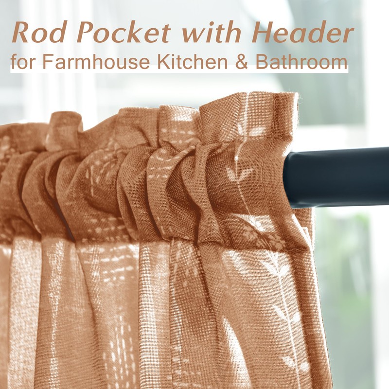Lino Rosa Short Curtains for Windows Bedroom 2 Panels,Farm House