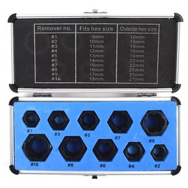 Reelva 10pcs 3/8" Drive Socket 9-19mm Damaged Nut Stud Extractor Bolt Remover Locking