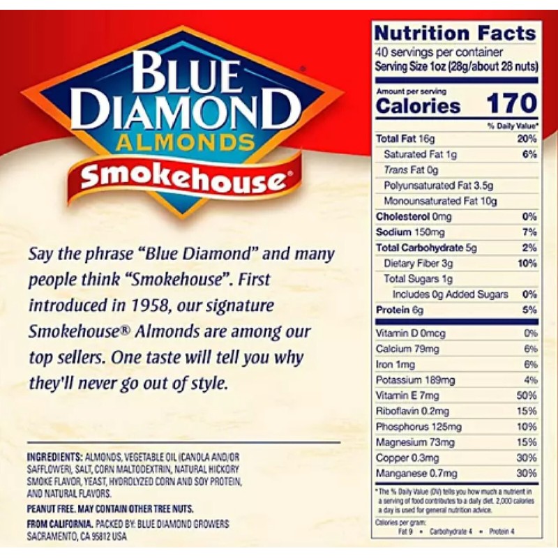 Blue Diamond Smokehouse Almonds, 40 oz.
