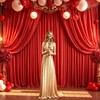 10ft x 7ft Red Backdrop Curtain for Parties Red Wrinkle