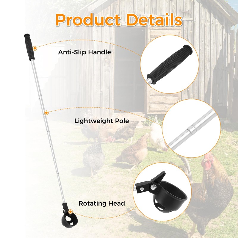 Lconvicely Egg Grabber for Chicken Eggs – Extendable Egg Picker