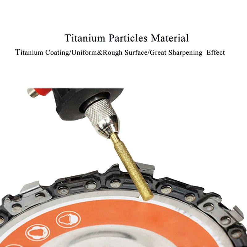 SEIWEI Chainsaw Sharpener Burrs, Titanium Plated, 4mm, 6pcs Set