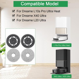 DianSung DianSung Wischt1cher mit Ersatzhalterung Zubeh?r f1r Dreame L10s Pro Ultra Heat, X40 Ultra, X40 Master, L40 Ultra, L20 Ultra, L20 Ultra Complete Roboter Staubsauger Wischplatten Ersatzteile,